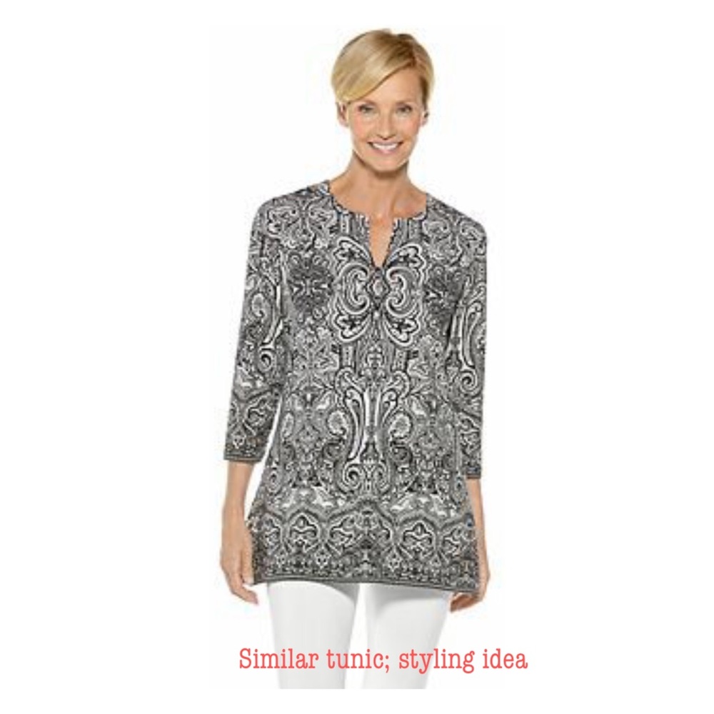 TALBOTS black/white paisley tunic